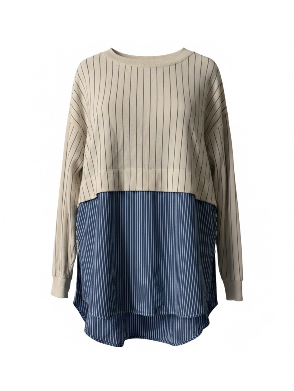 Anthropologie French Terry Twofer Sweatshirt | Size Medium 100% Cotton